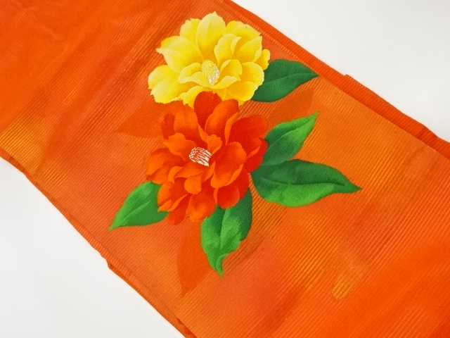 絽花模様織出し名古屋帯